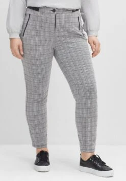 Sheego Schmale Hose Im Karomuster, Mit Teilgummibund