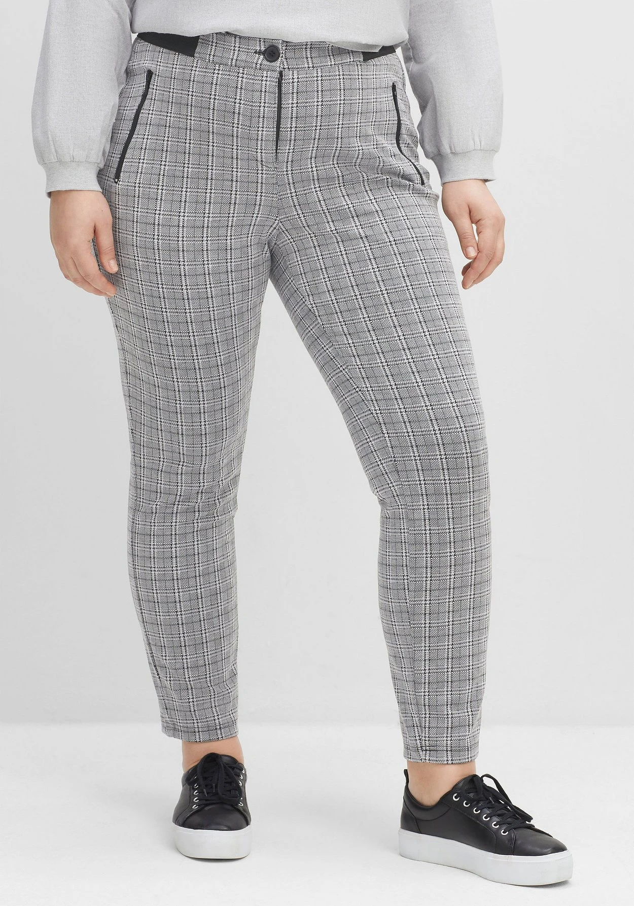 Sheego Schmale Hose Im Karomuster, Mit Teilgummibund 3 Sheego Schmale Hose Im Karomuster, Mit Teilgummibund