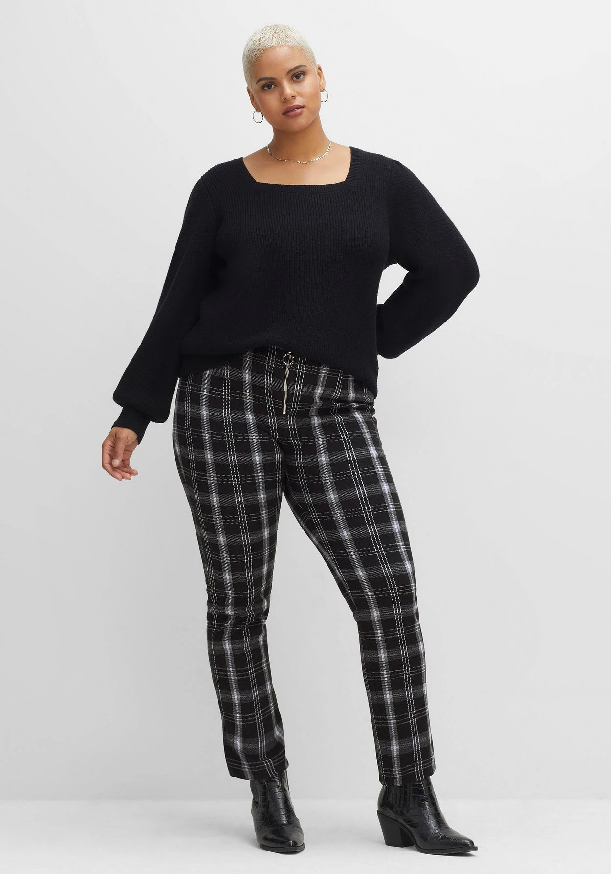 Gerade Hose Im Karomuster, Mit Elastischem Bund 7 Gerade Hose Im Karomuster, Mit Elastischem Bund – Bild 5