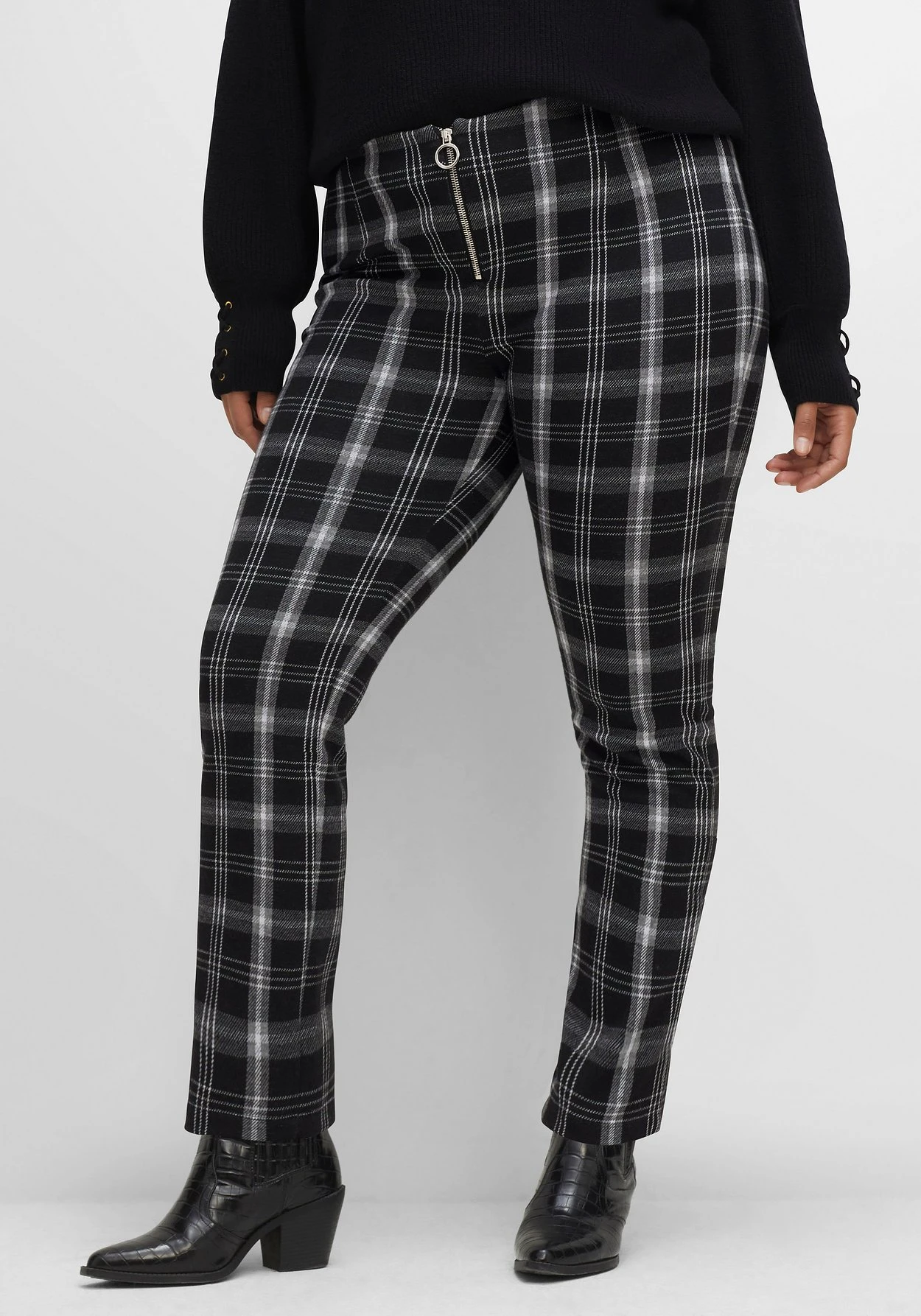 Gerade Hose Im Karomuster, Mit Elastischem Bund 3 Gerade Hose Im Karomuster, Mit Elastischem Bund