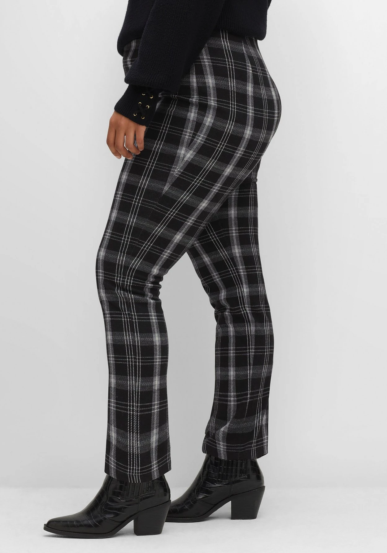 Gerade Hose Im Karomuster, Mit Elastischem Bund 4 Gerade Hose Im Karomuster, Mit Elastischem Bund – Bild 2