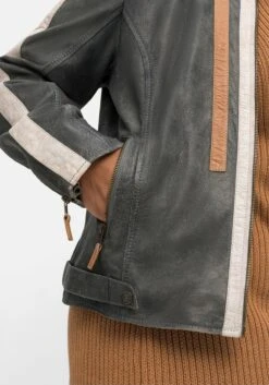 Sheego Lederjacke Im Biker-Stil, Mit Kontraststreifen -Sheego Verkaufsgeschäft 14542000035 04JTP 02 SH