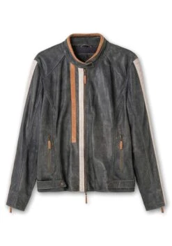 Sheego Lederjacke Im Biker-Stil, Mit Kontraststreifen -Sheego Verkaufsgeschäft 14542000035 04JTR 01 SH