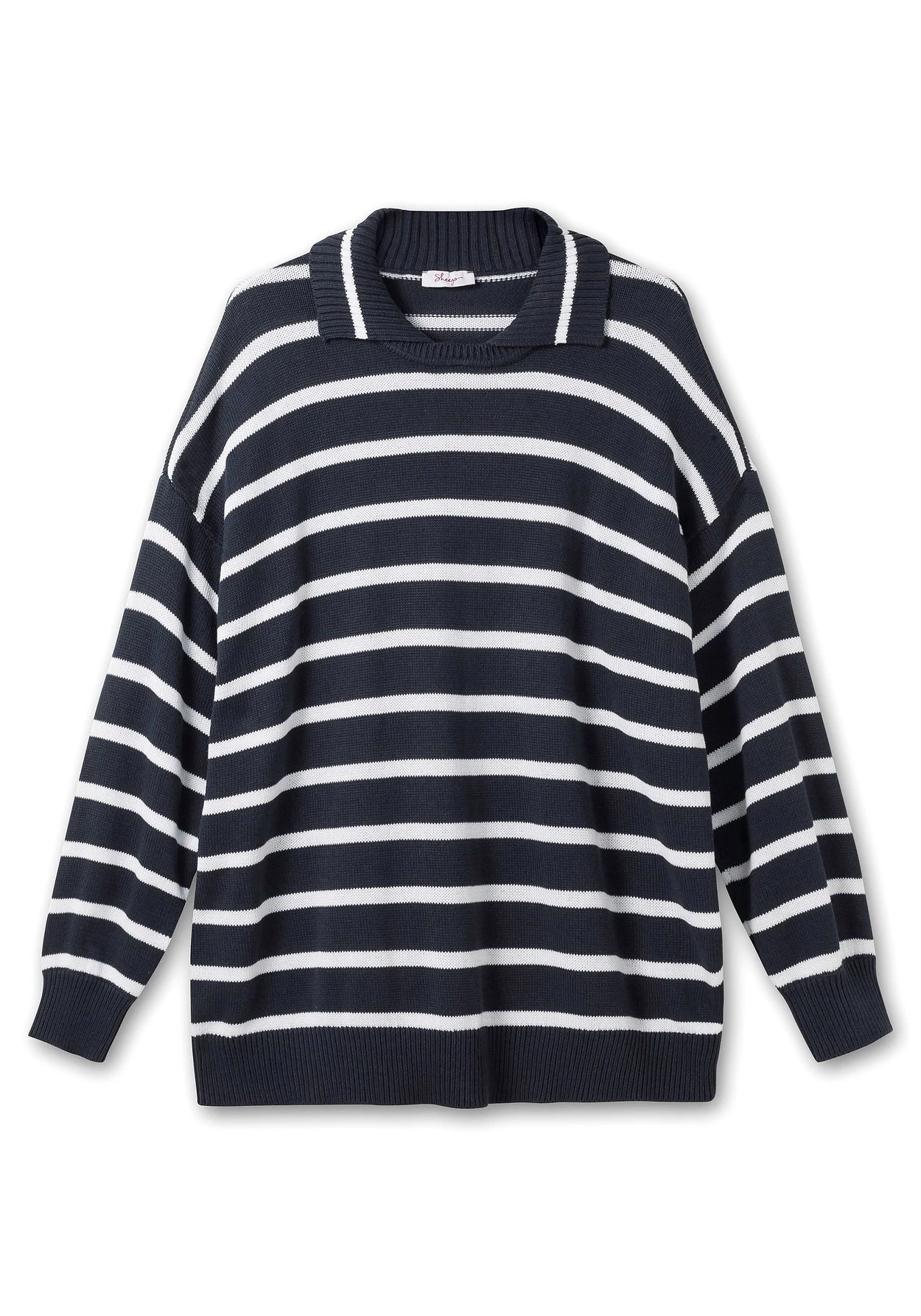 Sheego Pullover Mit Streifen Und Polokragen 5 Sheego Pullover Mit Streifen Und Polokragen – Bild 3