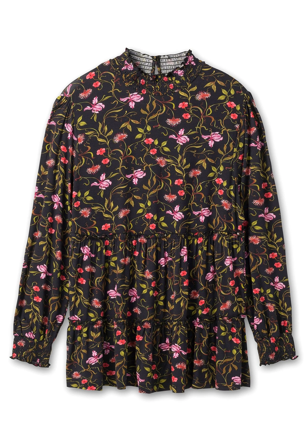 Langarmshirt Mit Smokdetails Und Volant Am Saum 5 Langarmshirt Mit Smokdetails Und Volant Am Saum – Bild 3