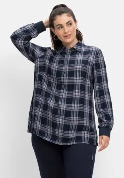 Sheego Karierte Tunika Mit Hemdkragen Und Reißverschluss