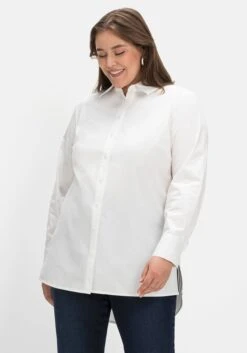 Sheego Longbluse Mit Kontrast-Seitenschlitzen