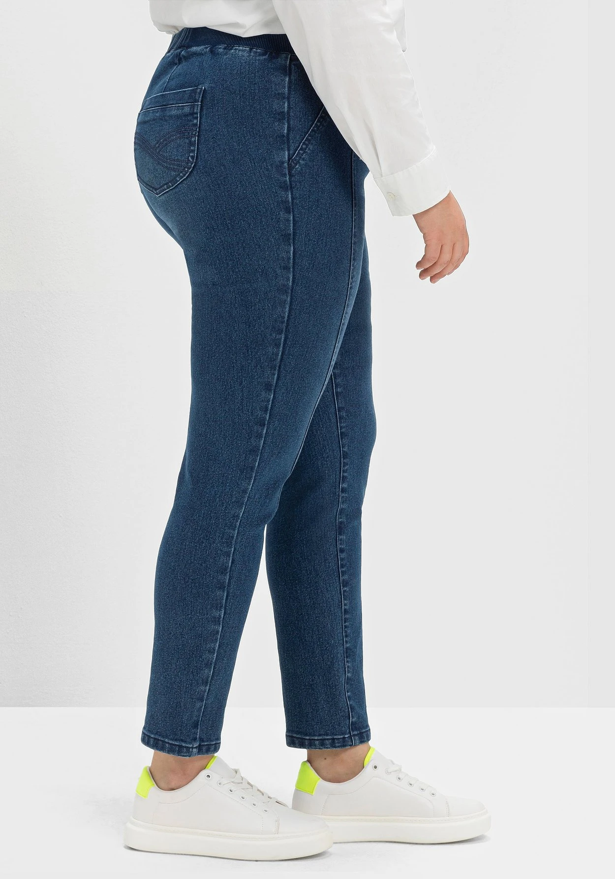 Sheego Schmale Jeans Mit Gummibund Und Teilungsnähten 4 Sheego Schmale Jeans Mit Gummibund Und Teilungsnähten – Bild 2