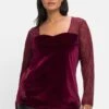 Langarmshirt Mit Herzausschnitt, Spitze Und Samt 2 Langarmshirt Mit Herzausschnitt, Spitze Und Samt -Sheego Verkaufsgeschäft 14571500258 04JUT 02 SH