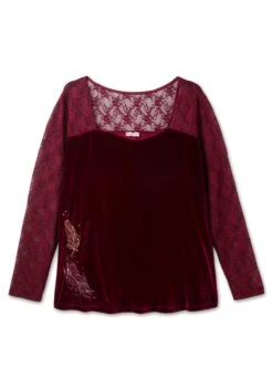 Langarmshirt Mit Herzausschnitt, Spitze Und Samt 10 Langarmshirt Mit Herzausschnitt, Spitze Und Samt -Sheego Verkaufsgeschäft 14571500258 04JUX 00 SH