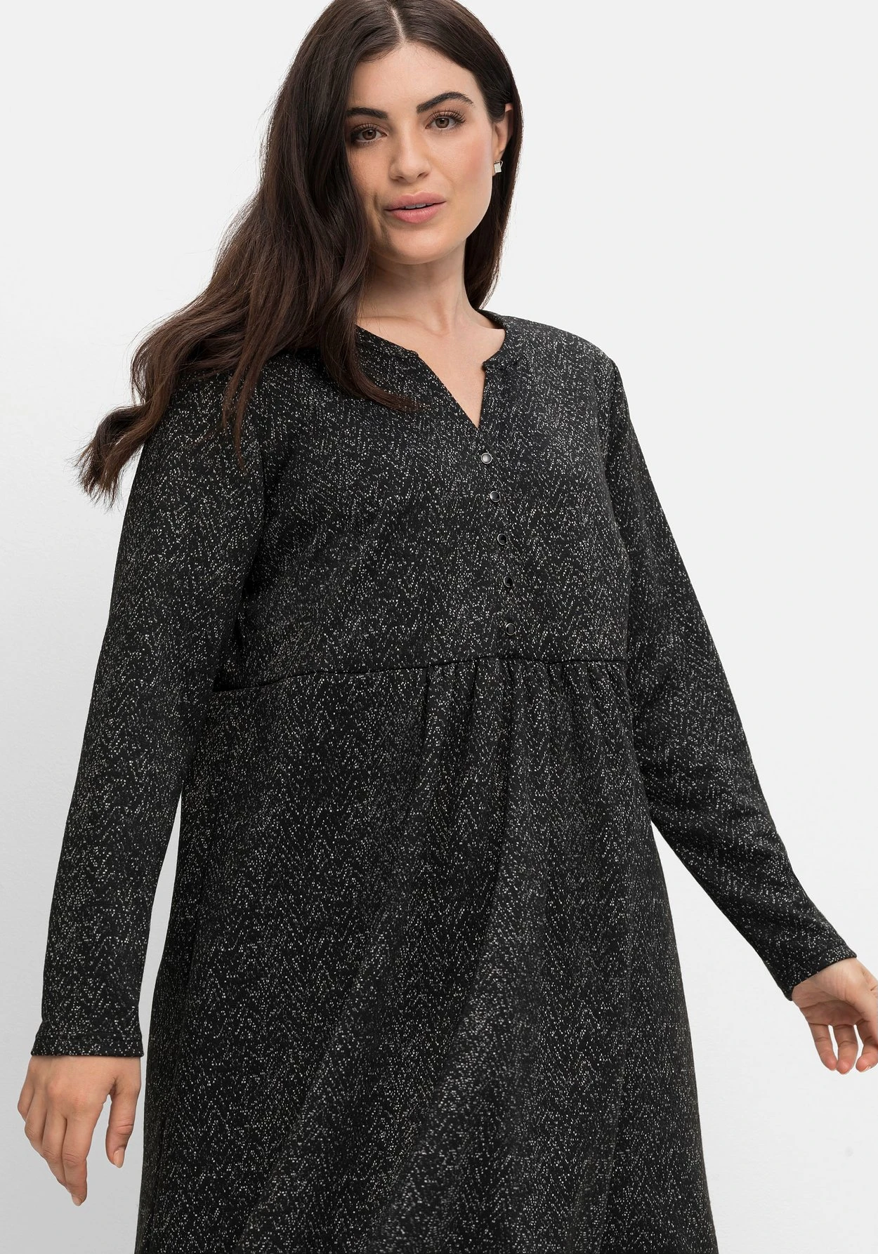 Sheego Jerseykleid In Salz-und-Pfeffer-Optik 8 Sheego Jerseykleid In Salz-und-Pfeffer-Optik – Bild 6