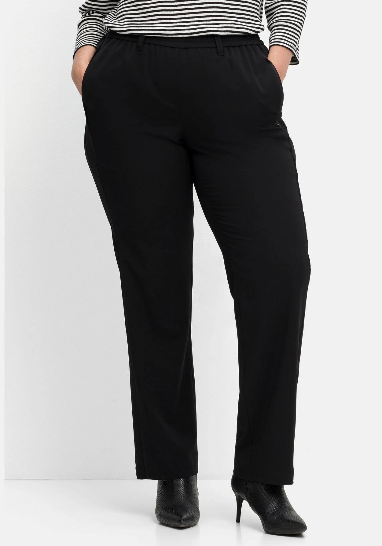 Sheego Gerade Hose Mit Gummibund Und Satinpiping 9 Sheego Gerade Hose Mit Gummibund Und Satinpiping – Bild 7