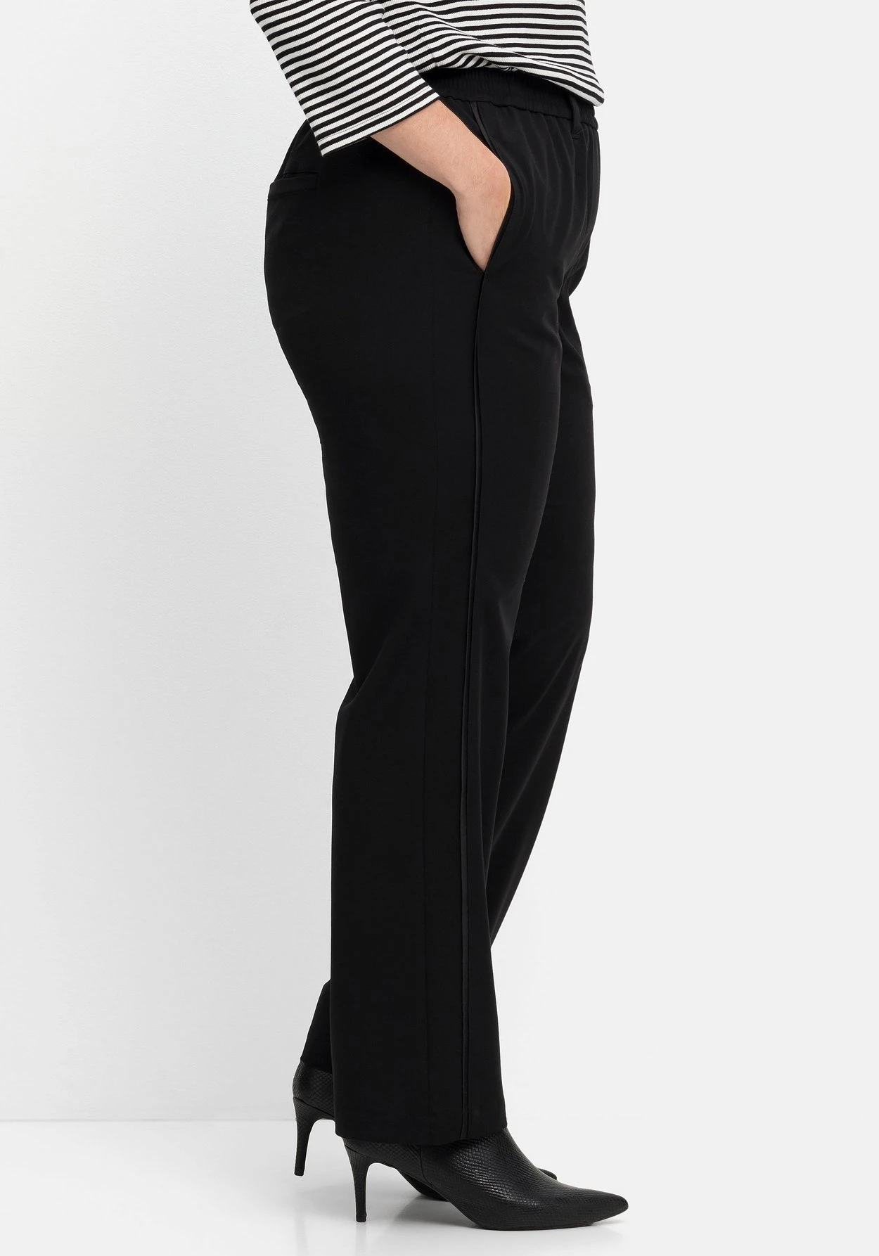 Sheego Gerade Hose Mit Gummibund Und Satinpiping 4 Sheego Gerade Hose Mit Gummibund Und Satinpiping – Bild 2
