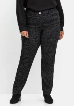 Sheego Schmale Hose Mit Tonigem Jacquardmuster -Sheego Verkaufsgeschäft 14579800289 04IFX 03 SH