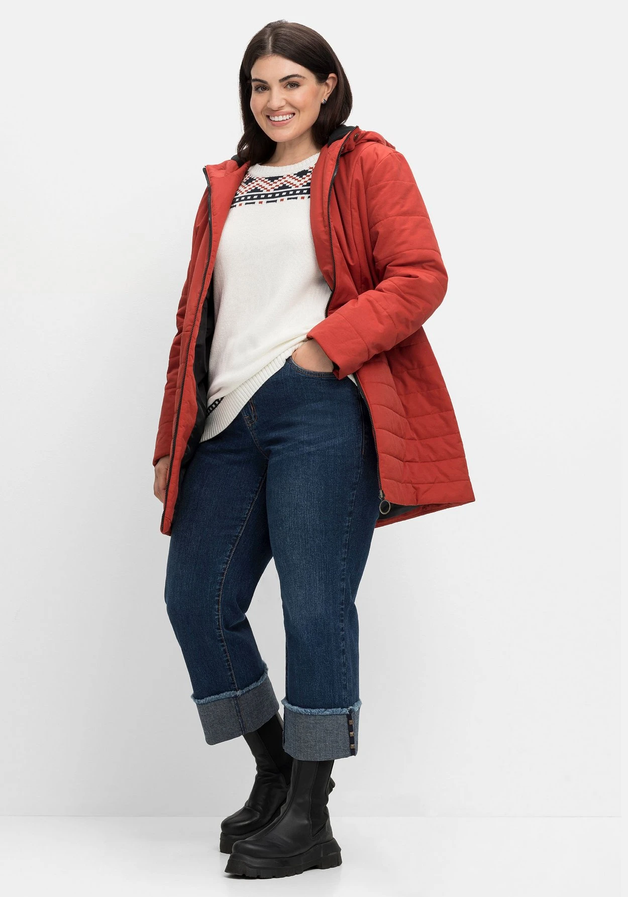 Sheego Longsteppjacke Mit Kapuze Und 2-Wege-Zipper 3 Sheego Longsteppjacke Mit Kapuze Und 2-Wege-Zipper