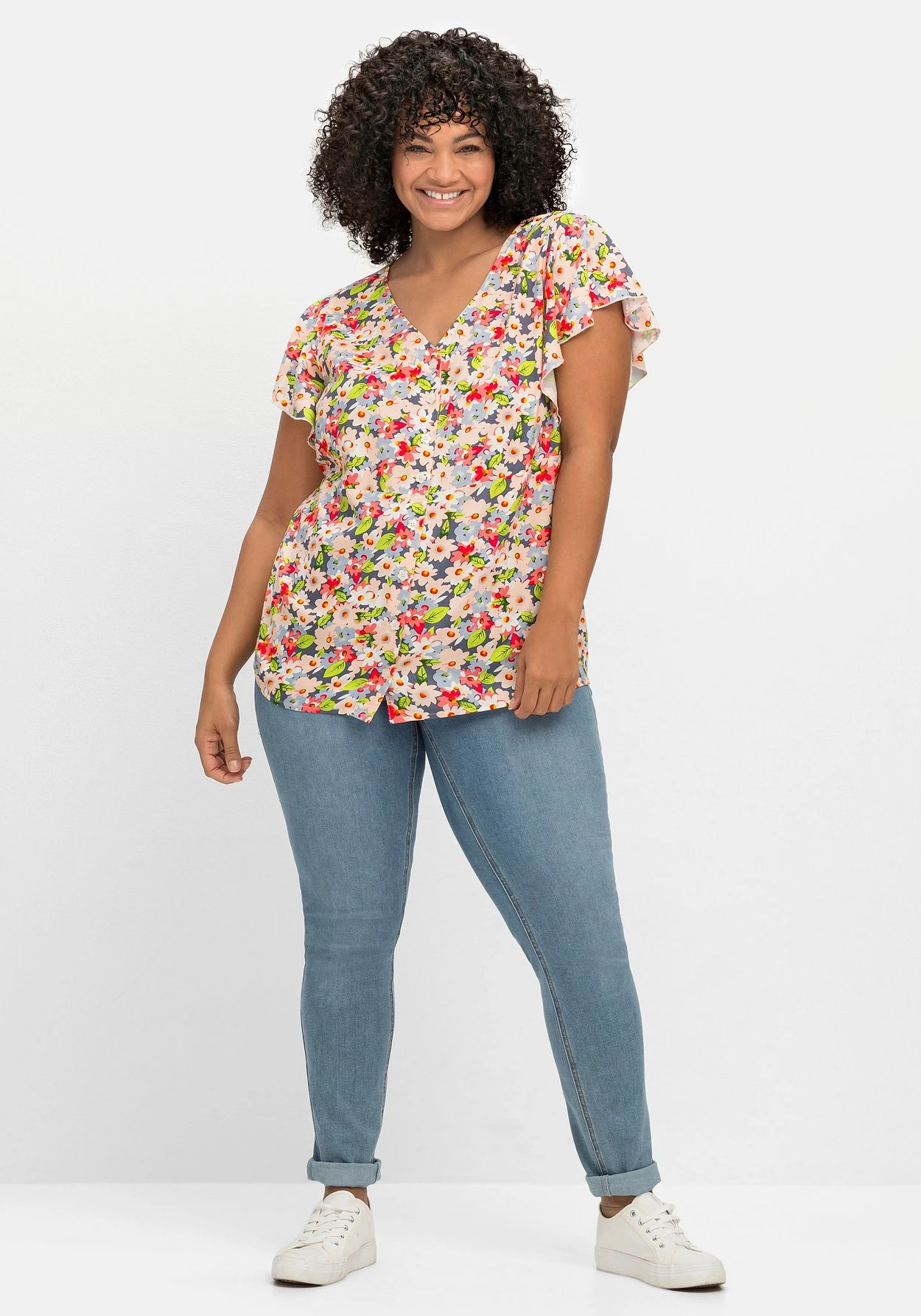 Leicht Taillierte Bluse Mit Kurzen Volantärmeln 6 Leicht Taillierte Bluse Mit Kurzen Volantärmeln – Bild 4