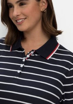 Sheego Gestreiftes Poloshirt Mit 3/4-Arm 12 Sheego Gestreiftes Poloshirt Mit 3/4-Arm -Sheego Verkaufsgeschäft 14676202038 04LIF 02 SH