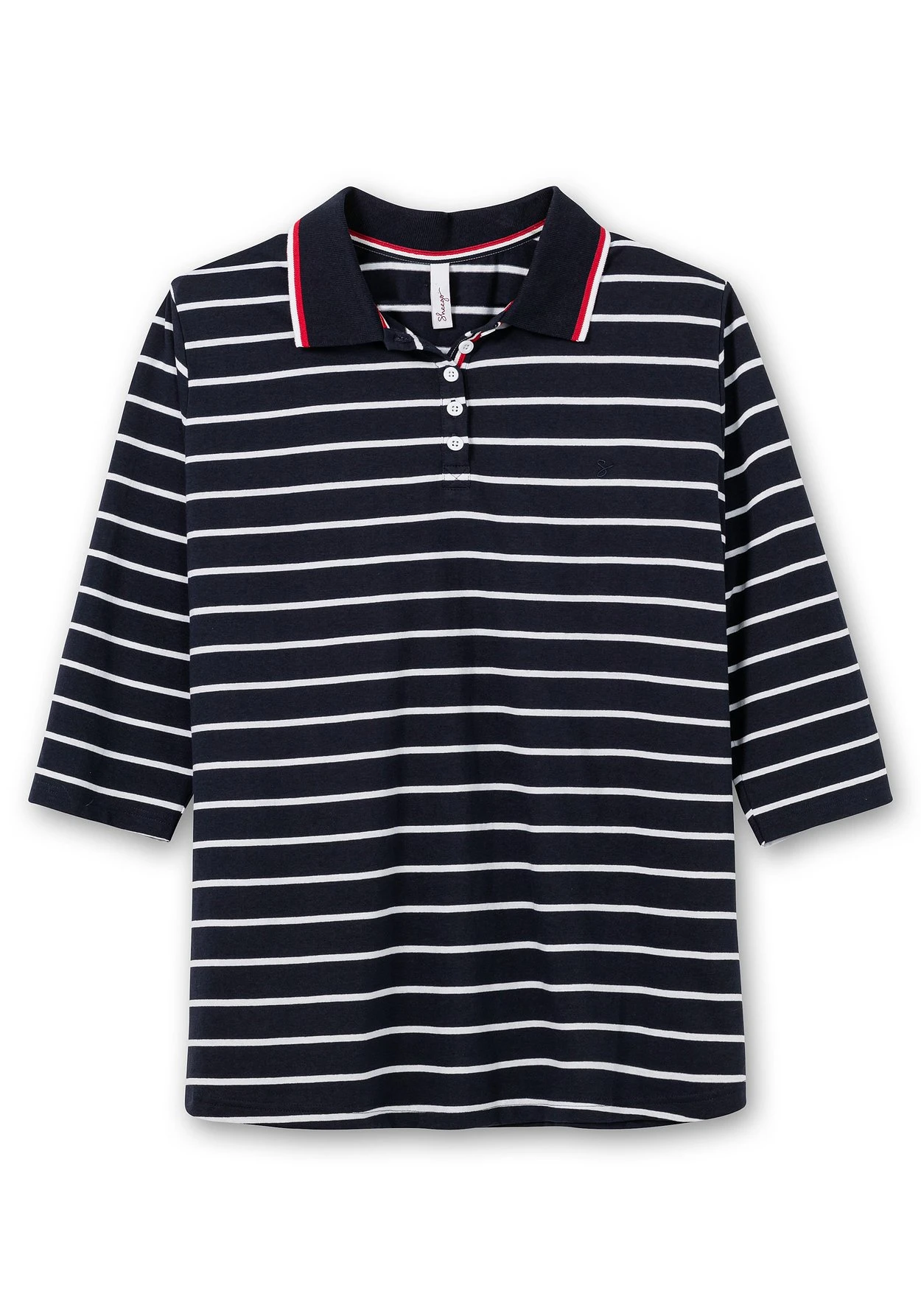 Sheego Gestreiftes Poloshirt Mit 3/4-Arm 5 Sheego Gestreiftes Poloshirt Mit 3/4-Arm – Bild 3