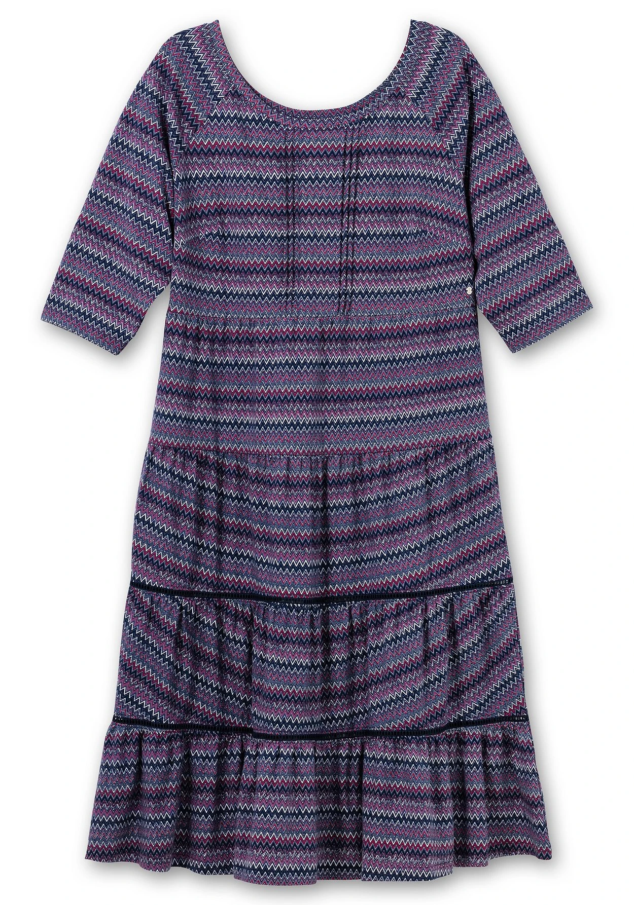 Sheego Jerseykleid Mit 3/4-Ärmeln Und Stufigen Volants 6 Sheego Jerseykleid Mit 3/4-Ärmeln Und Stufigen Volants – Bild 4