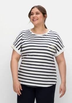 Sheego Ringelshirt Mit überschnittenen Schultern