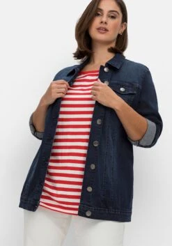 Sheego Jeansjacke In Taillierter Form, Mit Brusttaschen