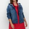 Sheego Kurze Jeansjacke Mit Kapuze