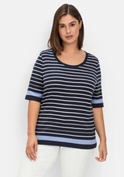 Sheego Ringelshirt In Leicht Tailliertem Schnitt, In Rippqualität