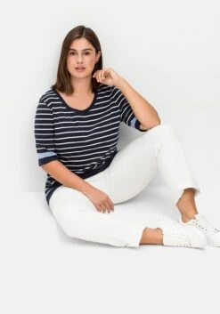 Sheego Ringelshirt In Leicht Tailliertem Schnitt, In Rippqualität -Sheego Verkaufsgeschäft 14741302038 04MLG 02 SH