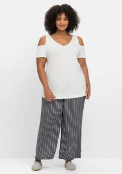 Sheego Gestreifte Strandhose Mit Weitem Bein