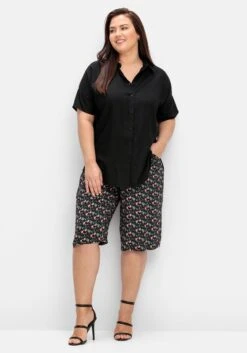 Sheego Weite Bermudas Mit Smokbund, Aus Viskose