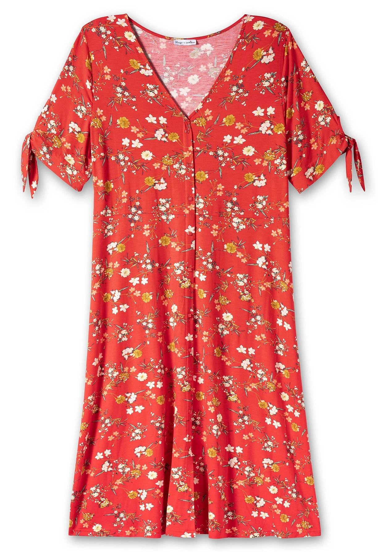 Jerseykleid Mit Blumendruck Und Zierknopfleiste 6 Jerseykleid Mit Blumendruck Und Zierknopfleiste – Bild 4