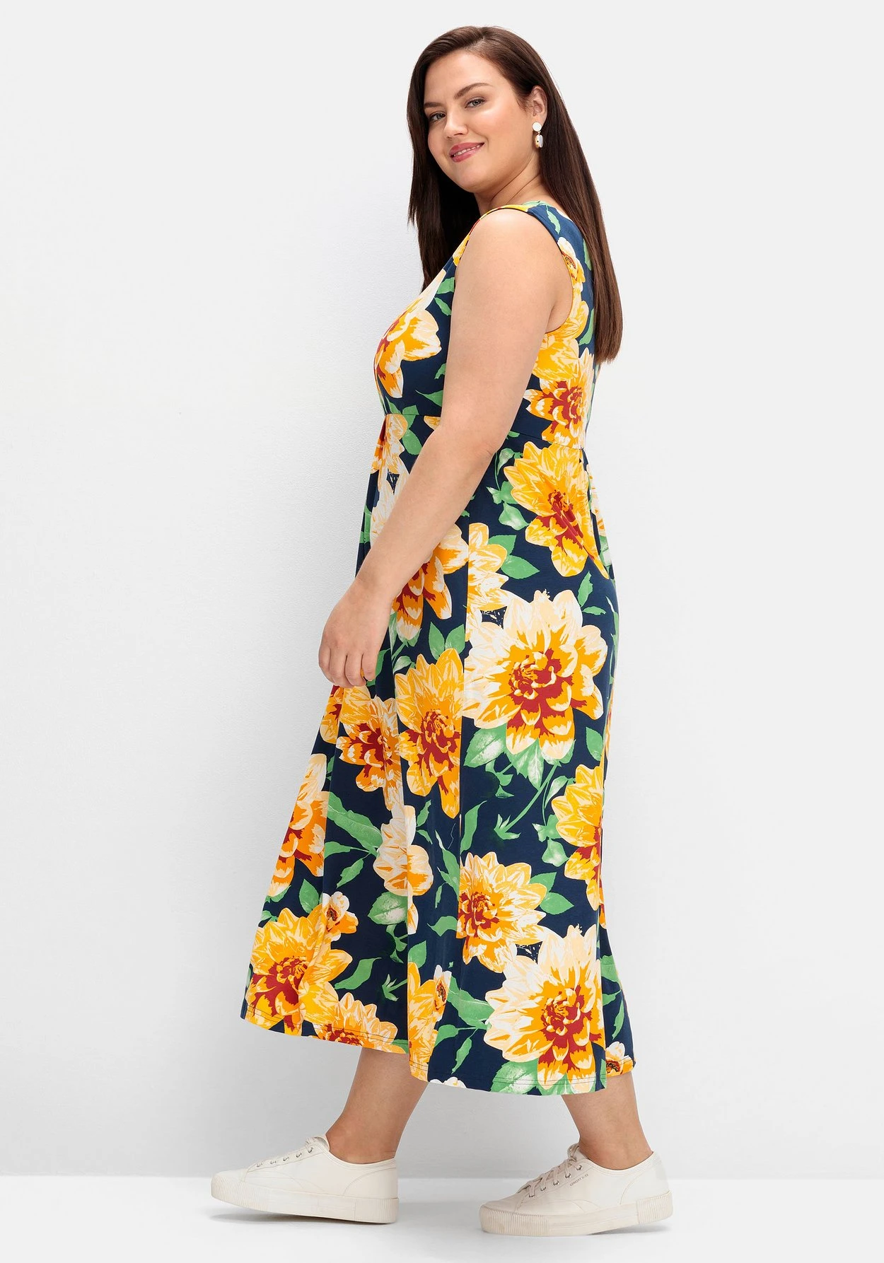 Ärmelloses Jerseykleid Mit Blumendruck 4 Ärmelloses Jerseykleid Mit Blumendruck – Bild 2