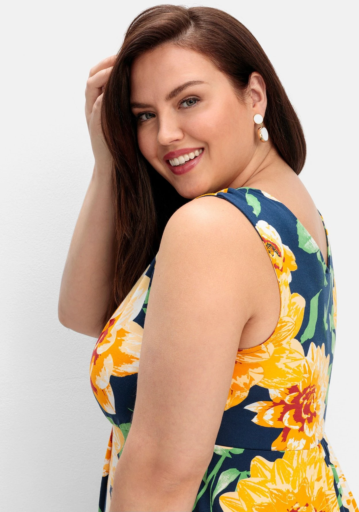 Ärmelloses Jerseykleid Mit Blumendruck 7 Ärmelloses Jerseykleid Mit Blumendruck – Bild 5