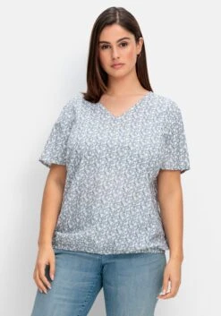 Sheego Tunika Mit Blumenprint Und Saum-Gummizug