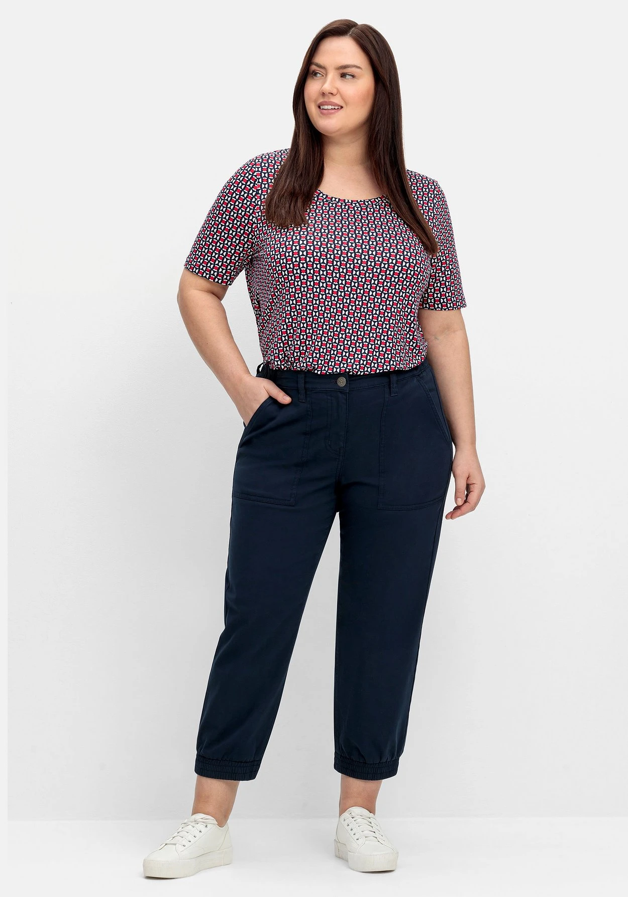 Sheego 7/8-Cargohose Mit Gummibund Und Elastischem Saum 3 Sheego 7/8-Cargohose Mit Gummibund Und Elastischem Saum