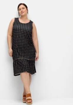 Sheego Ärmelloses Jerseykleid Mit Volant Am Saum