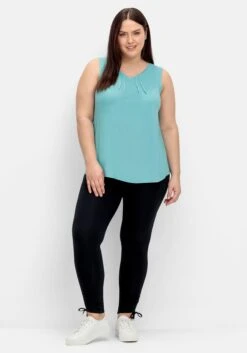 Sheego Leggings Mit Breitem Bund Und Raffung Am Saum