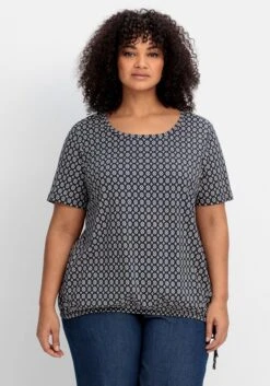 Sheego Shirt Mit Tunnelzug Am Saum Und Alloverprint