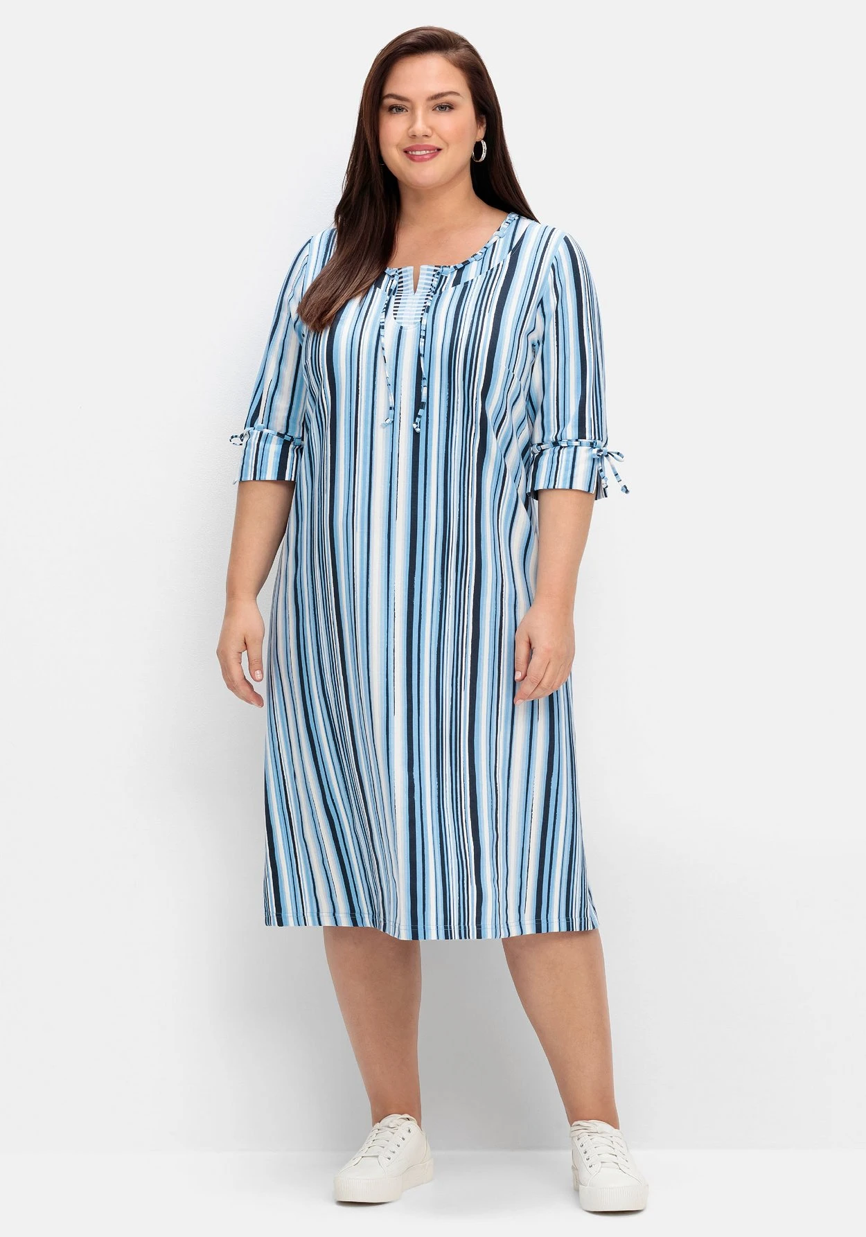 Sheego Midikleid Mit Streifen, In Leichter A-Linie 3 Sheego Midikleid Mit Streifen, In Leichter A-Linie