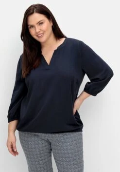 Sheego Tunika Mit Gummizugbund An 3/4-Arm Und Saum