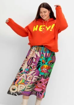 Kapuzensweatshirt Mit Neon-Wordingprint -Sheego Verkaufsgeschäft 14902600218 04OTX 02 SH