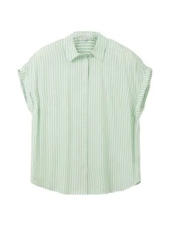 Gestreifte Kurzarmbluse Mit Kentkragen