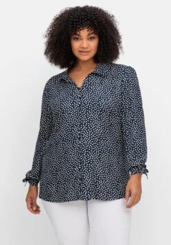 Gepunktete Crêpebluse Mit Bindeband Am Arm