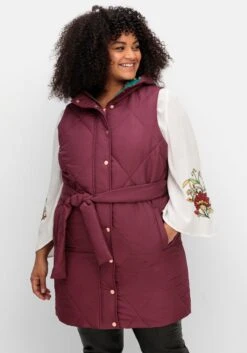 Kapuzensteppweste Mit Bindegürtel