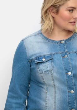 Sheego Jeansjacke In Kragenloser Form, Mit Waschung -Sheego Verkaufsgeschäft 14974300053 04TFI 02 SH
