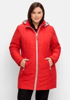 Sheego Leicht Wattierte Kapuzensteppjacke Mit Kontrastdetails