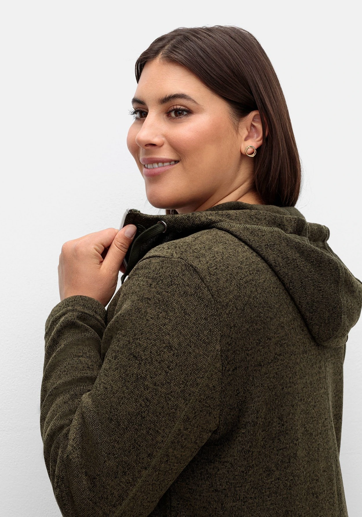 Sheego Fleecejacke Mit Kapuze, In Melange-Optik 7 Sheego Fleecejacke Mit Kapuze, In Melange-Optik – Bild 5