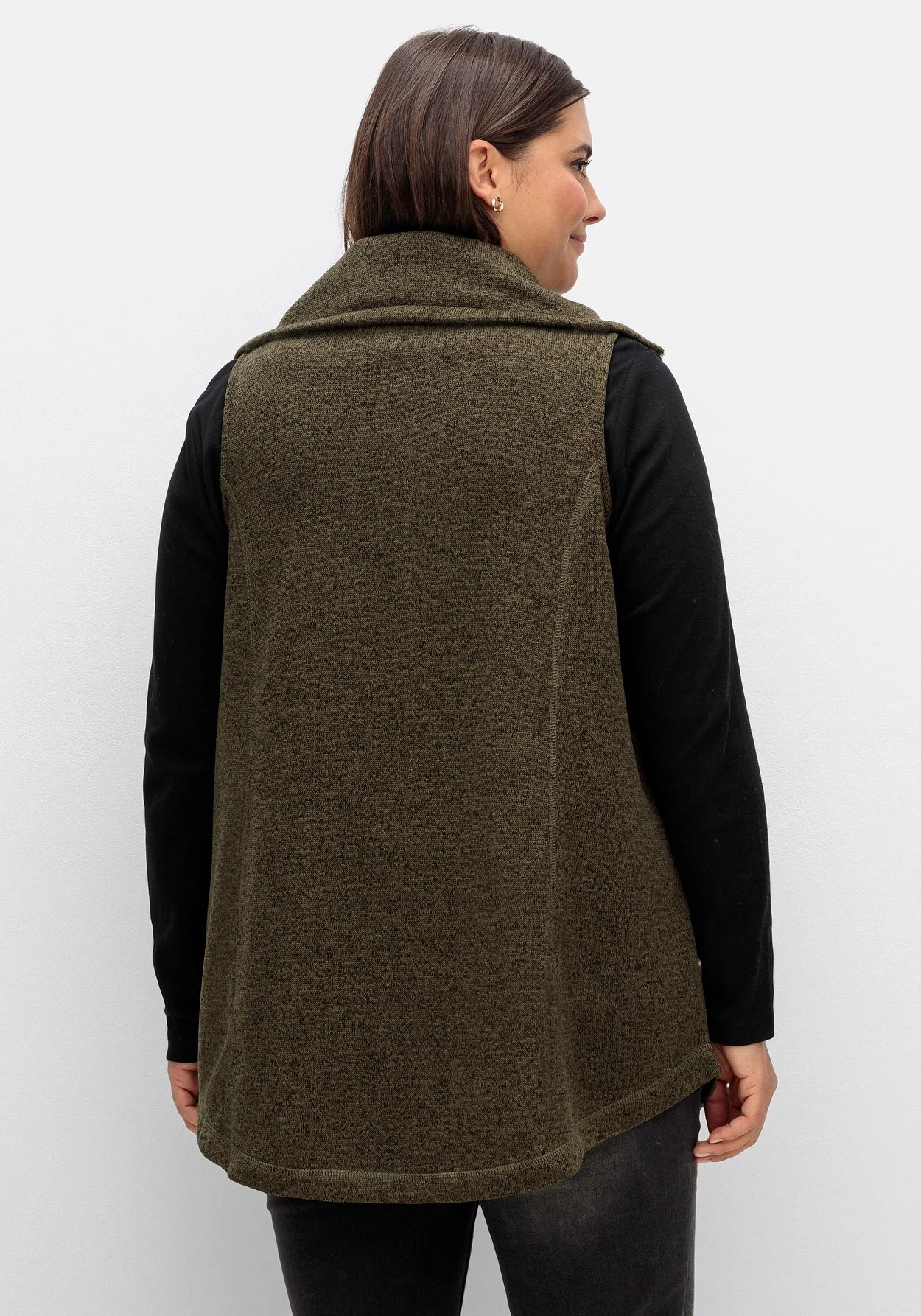 Sheego Fleeceweste Mit Stehkragen, In Melange-Optik 4 Sheego Fleeceweste Mit Stehkragen, In Melange-Optik – Bild 2