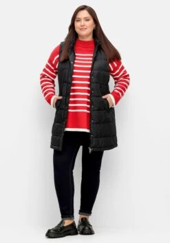 Sheego Lange Steppweste Mit Abnehmbarer Kapuze