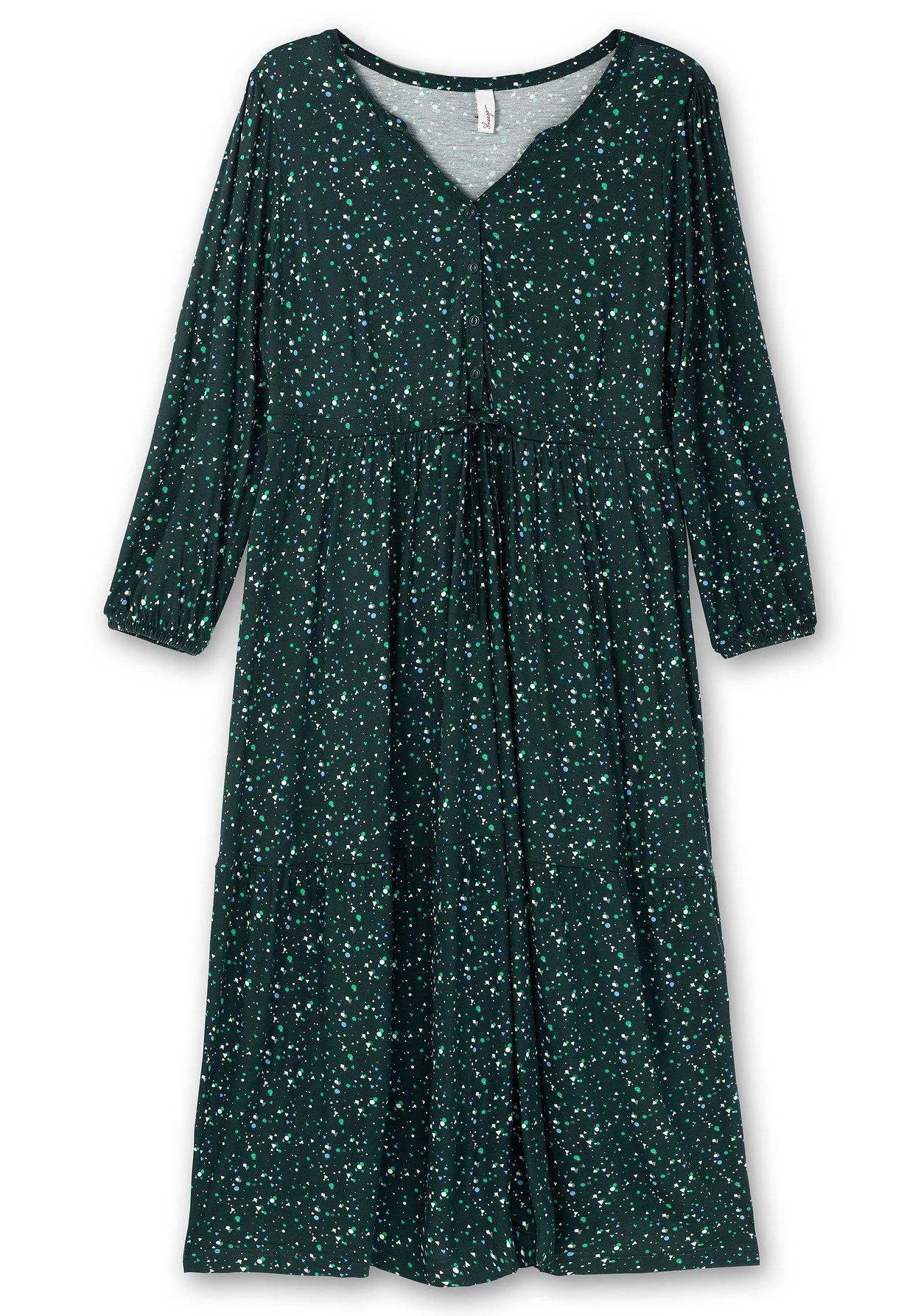 Sheego Jerseykleid Mit Minimalprint Und Taillen-Tunnelzug 6 Sheego Jerseykleid Mit Minimalprint Und Taillen-Tunnelzug – Bild 4